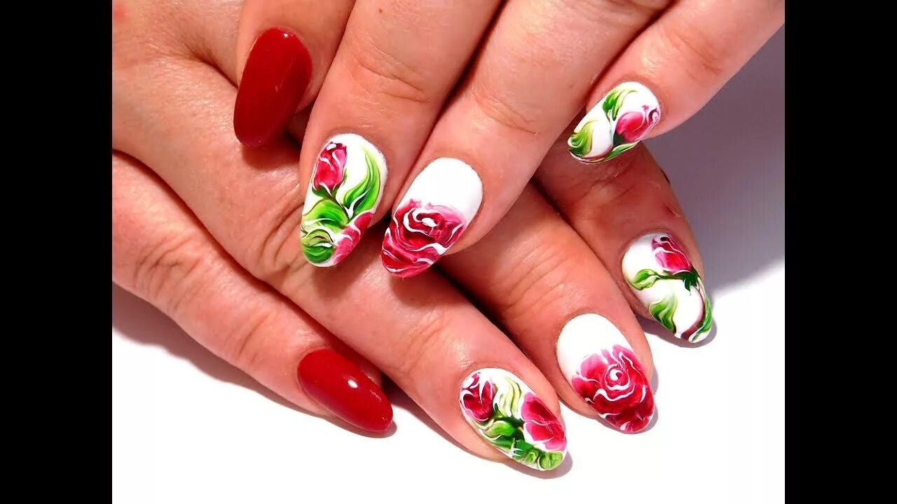 Маникюр дизайны розы Negative space floral spring summer yellow pink rose nails nail art Floral nails