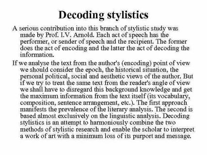 Stylistic analysis
