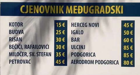 Такси в черногории