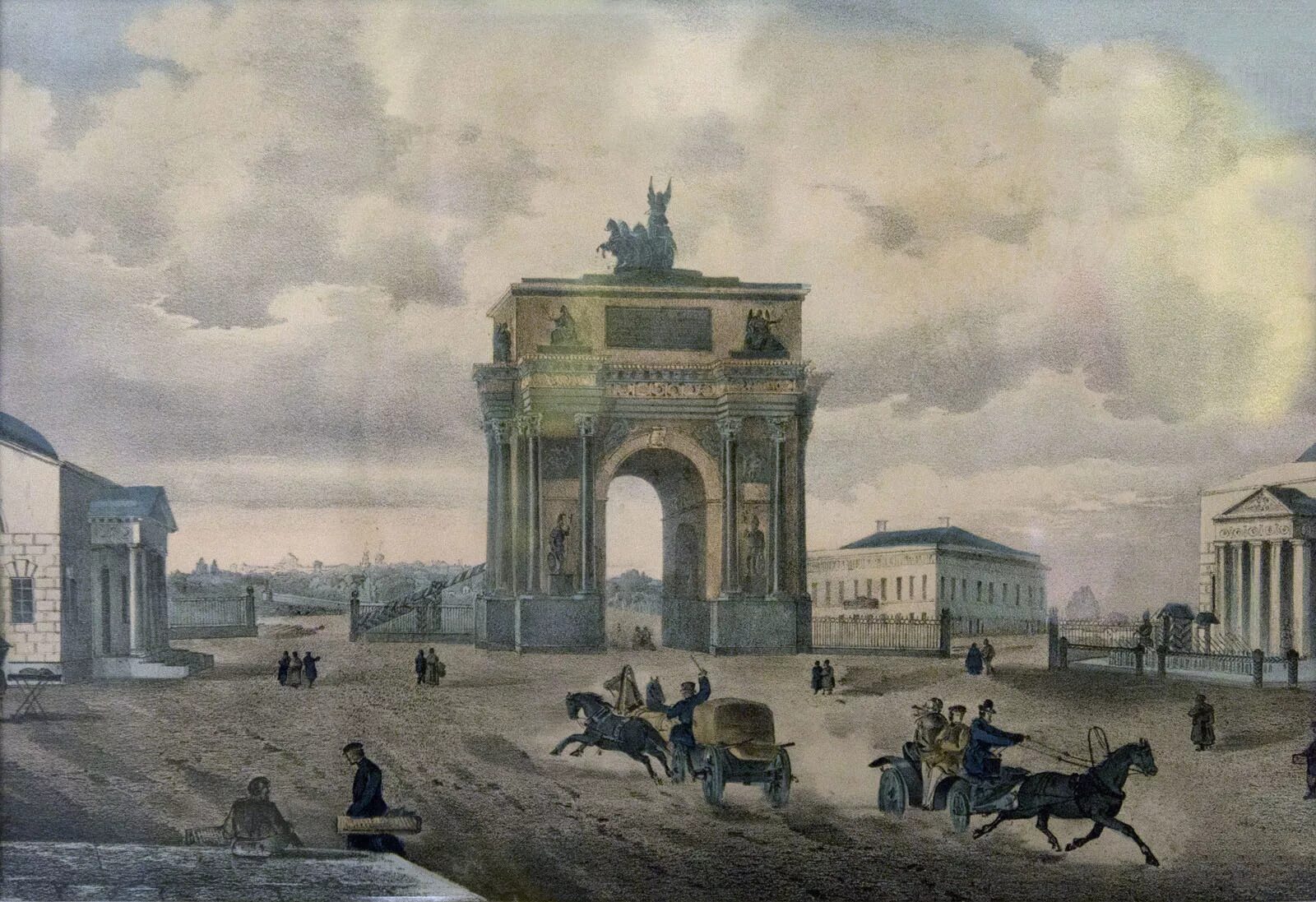 Триумфальная арка 1812. Триумфальная арка в москве 1812. триумфальные ворота 1812 москва. триумфальная арка в москве 19 век. триумфальная арка война 1812 москва.