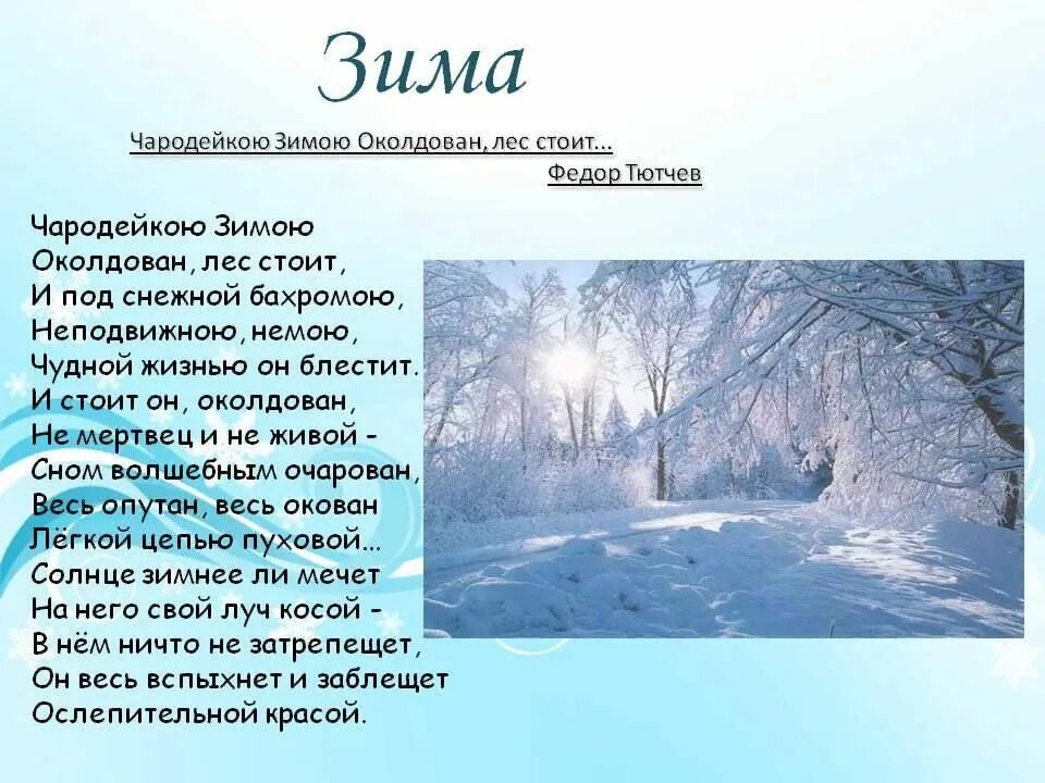 Описание зимы на английском