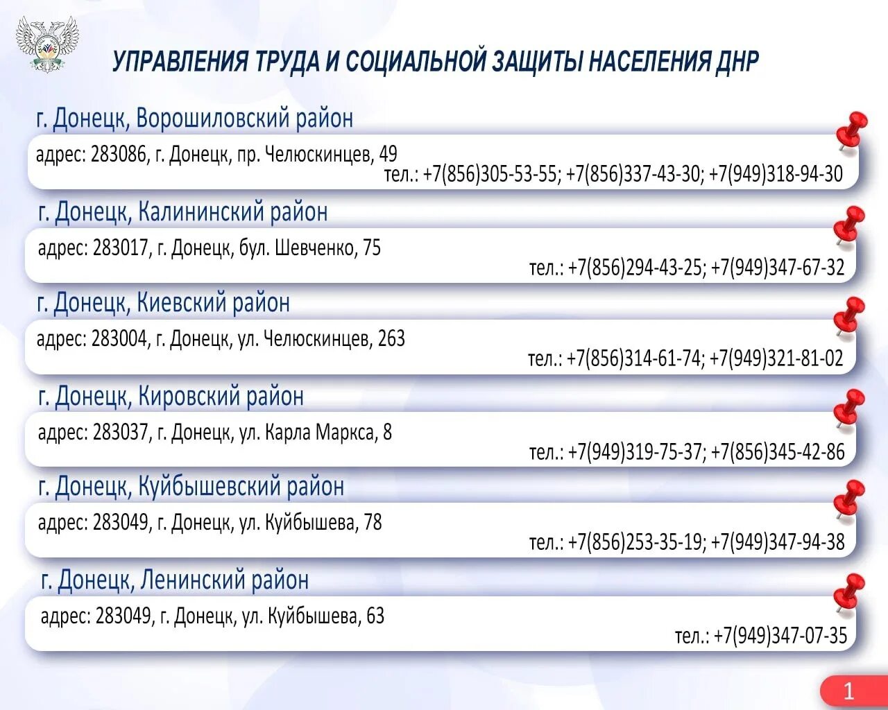 Днр адреса