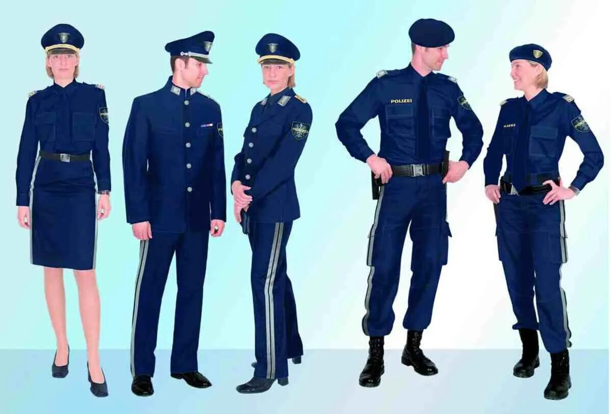 Форма разных структур. Форма polizei germany. форменная одежда. синяя форма полиции. синяя военная форма.