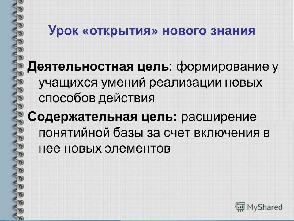 Урок открытия нового знания цель