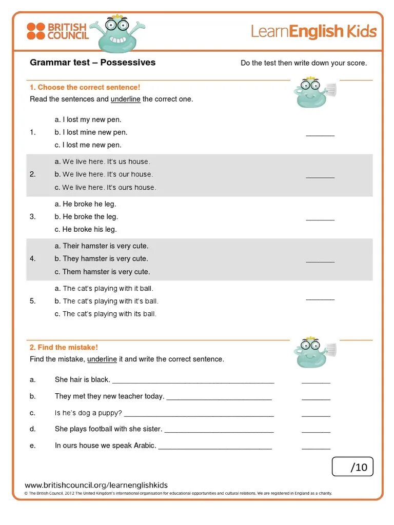 Read the examples and choose