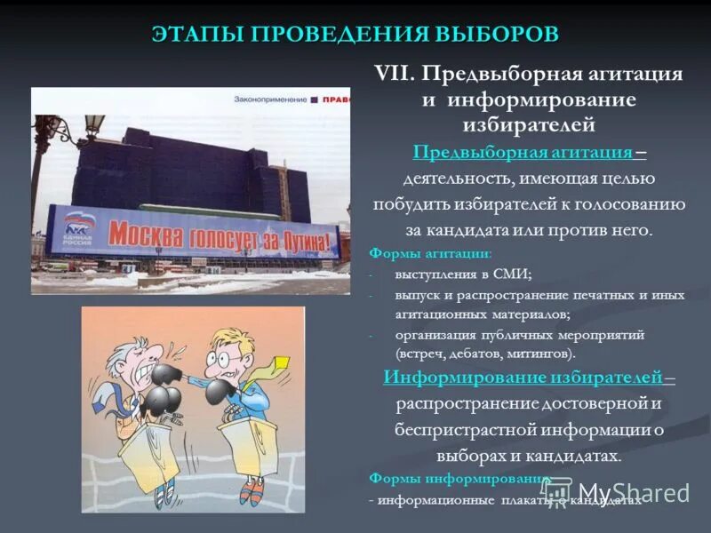 Формы избирательной агитации. Чем отличается предвыборная агитация от информирования избирателей?. Информирование предвыборная агитация. Информационное обеспечение выборов и референдумов. Запреты и ограничения предвыборной агитации.