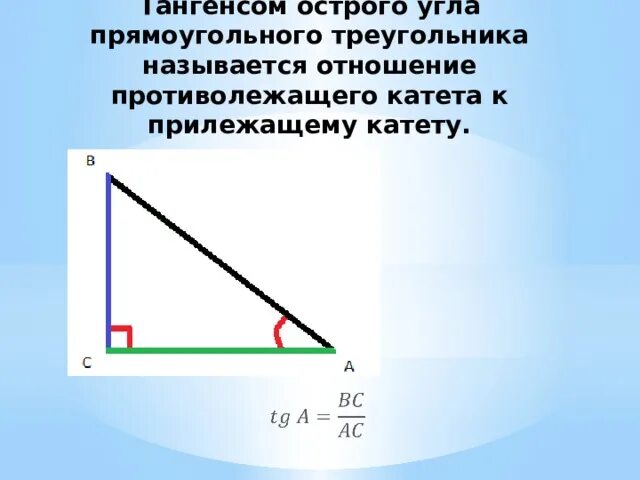 Что называется тангенсом острого угла прямоугольного треугольника?. Тангенс в прямоугольном треугольнике. Тангенс угла в прямоугольном треугольнике. Тангенс угла острого угла.