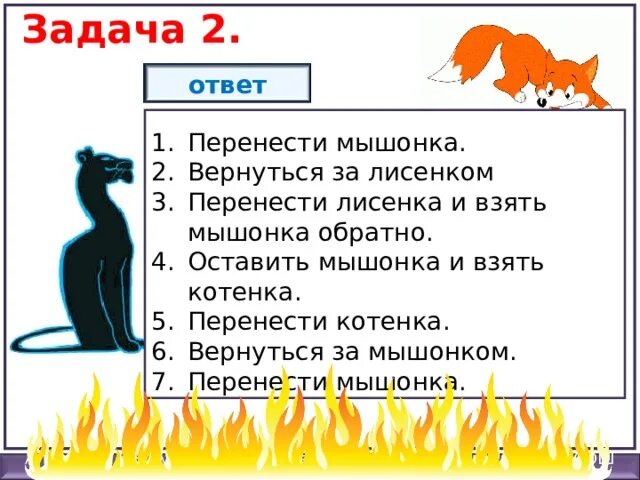 Ответ можно перенести. Разработка плана действий и его запись задачи о переправах. Задачи на переправы. В чем котенка перенести.