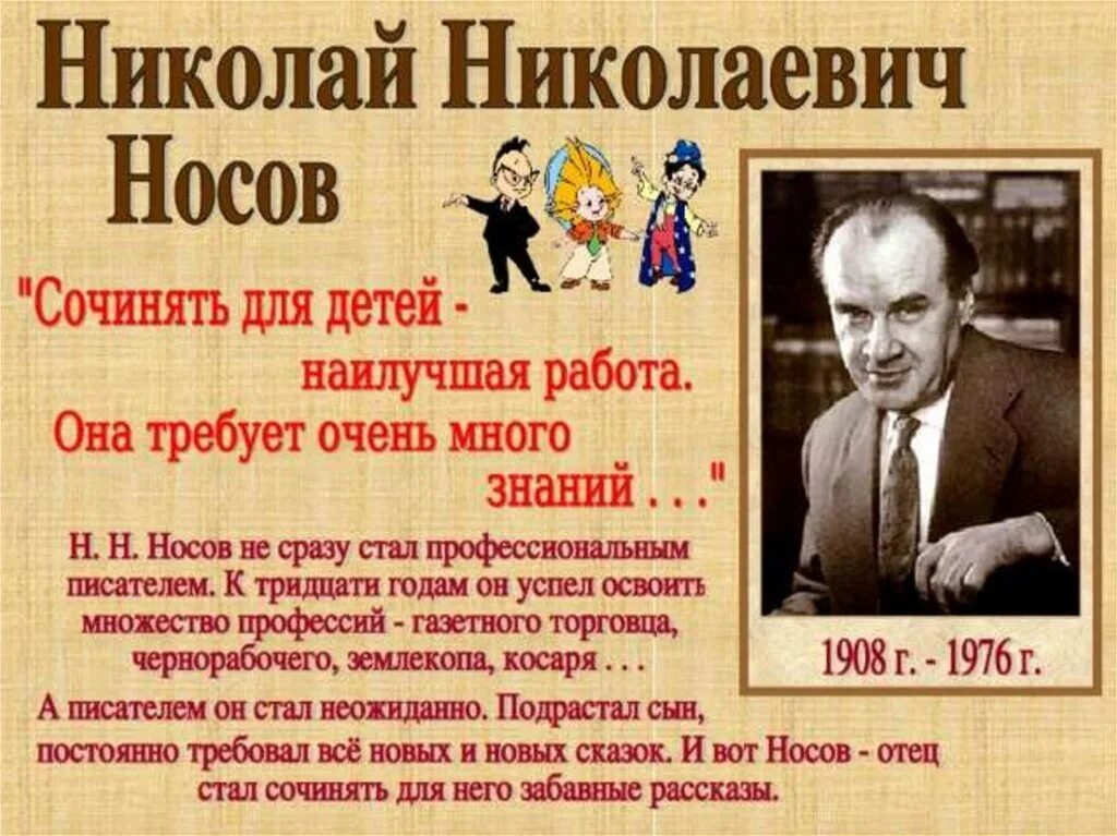 Н носов биография краткая. Н Н Носов биография. География Николая Николаевича Носова.