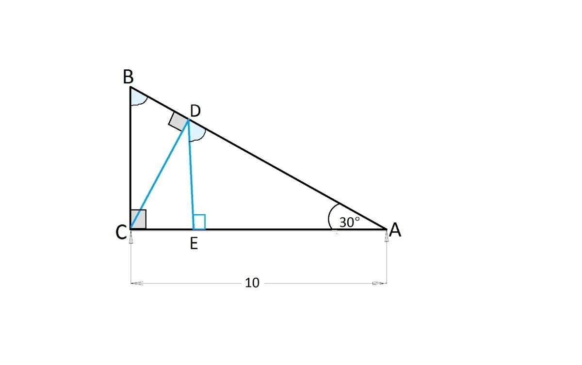 Высота де треугольника. Угол 30 градусов в прямоугольном треугольнике. 30 Градусов угол в прямоугольном треугольнике АВС. Высота прямоугольного треугольника с углом 30 градусов. Угол 30 градусов в треугольнике.