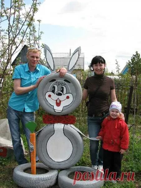 МК Заяц из автомобильных покрышек своими руками