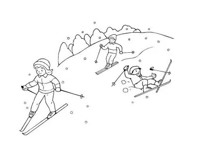 Нарисовать рисунок зимние виды спорта