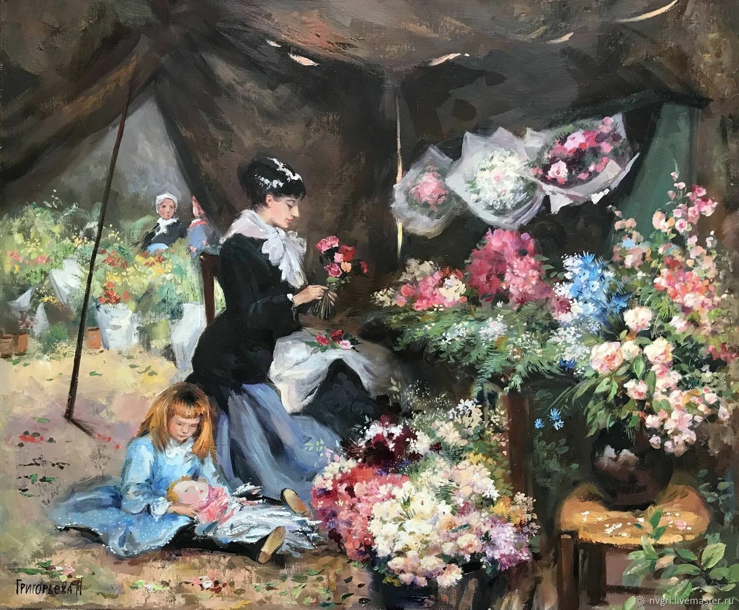 Луи де Шривер художник. Джон Морган цветочница.