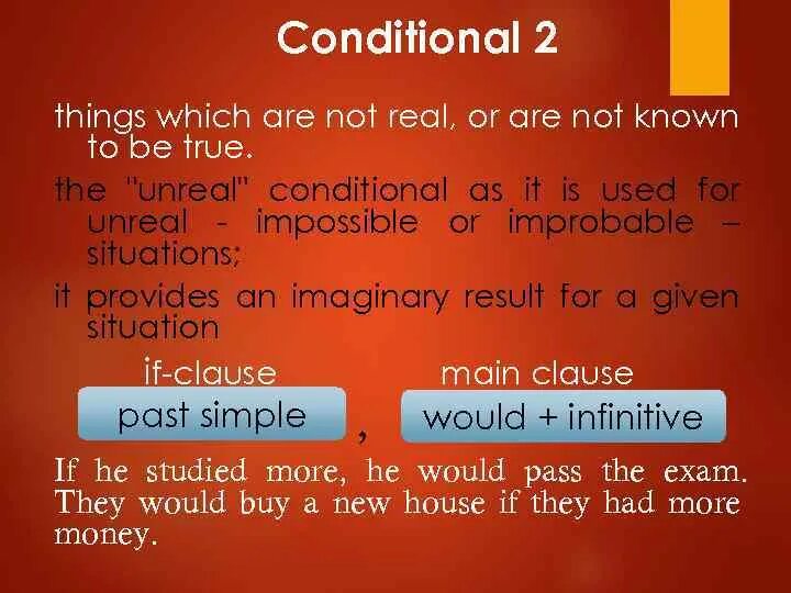 Conditional two. 2 Conditional. Предложения с conditionals Type 2. Second conditional примеры. Second conditional правило.