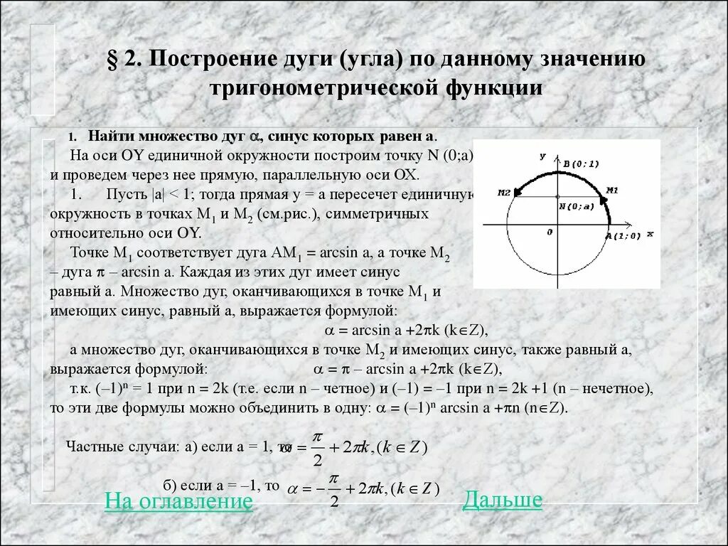 По заданному значению тригонометрической функции найдите значение. Формула построения окружности. Построение дуги по данному значению тригонометрической функции. Углы синус которых равен 1/2. Формула дуги окружности.