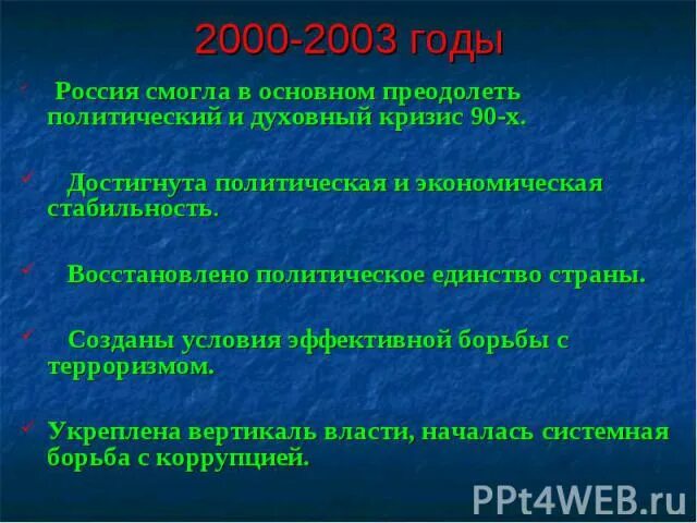 Важные события 2000