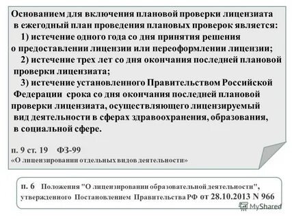 Частота проведения плановой проверки