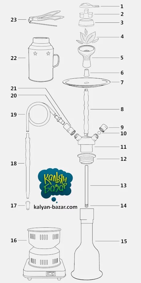 Egyptian Hookah with Glass Base - Okwan Wear Hookah, Smoked glass, Indoor founta