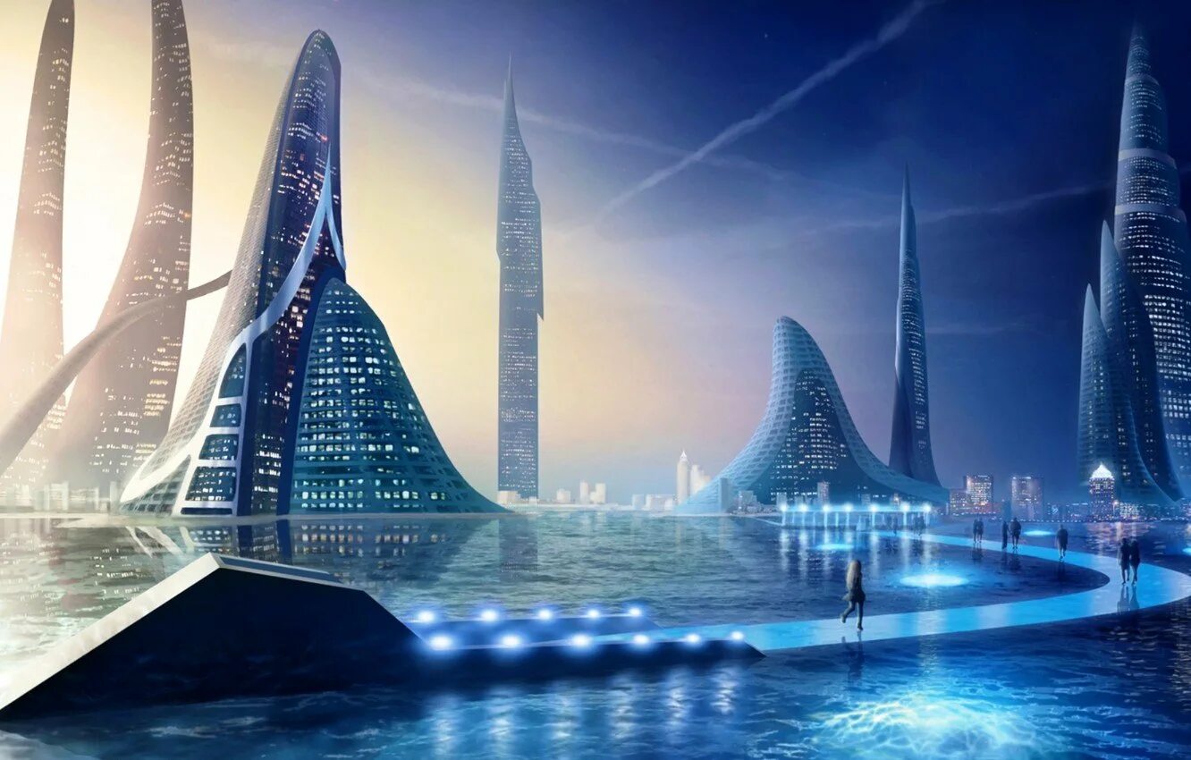 Далекое будущее. Будущее. 22 Век город. Современный город на воде в будущем. Здание в 22 веке.