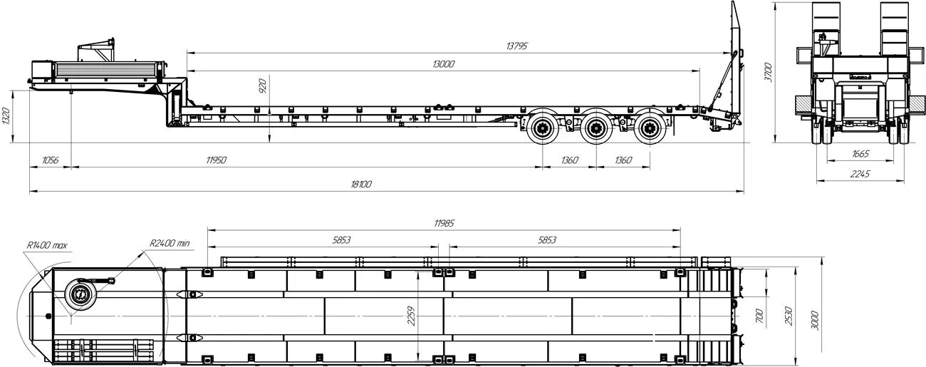 Чертеж полуприцепа. Чертеж полуприцепа. Габариты полуприцепа шмитц. Чертеж полуприцепа. Полуприцеп тонар 16.