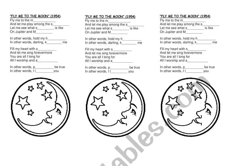 Fly me to the Moon Worksheet. Talking to the Moon Worksheet. Moon Worksheets for Kids. Fly me to the Moon.