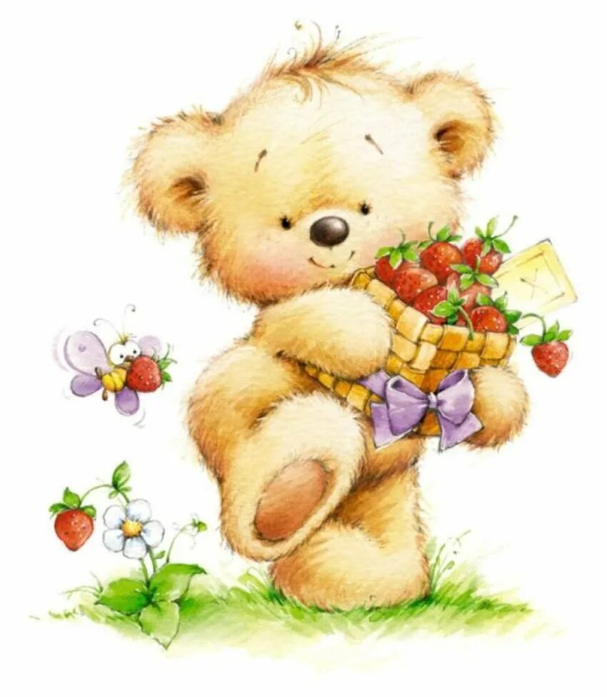 Открытка с днем рождения с медведем. Мишки Марины Федотовой картинки. Мишка рисунок. Красивый Медвежонок с цветами. Мишка с цветами.