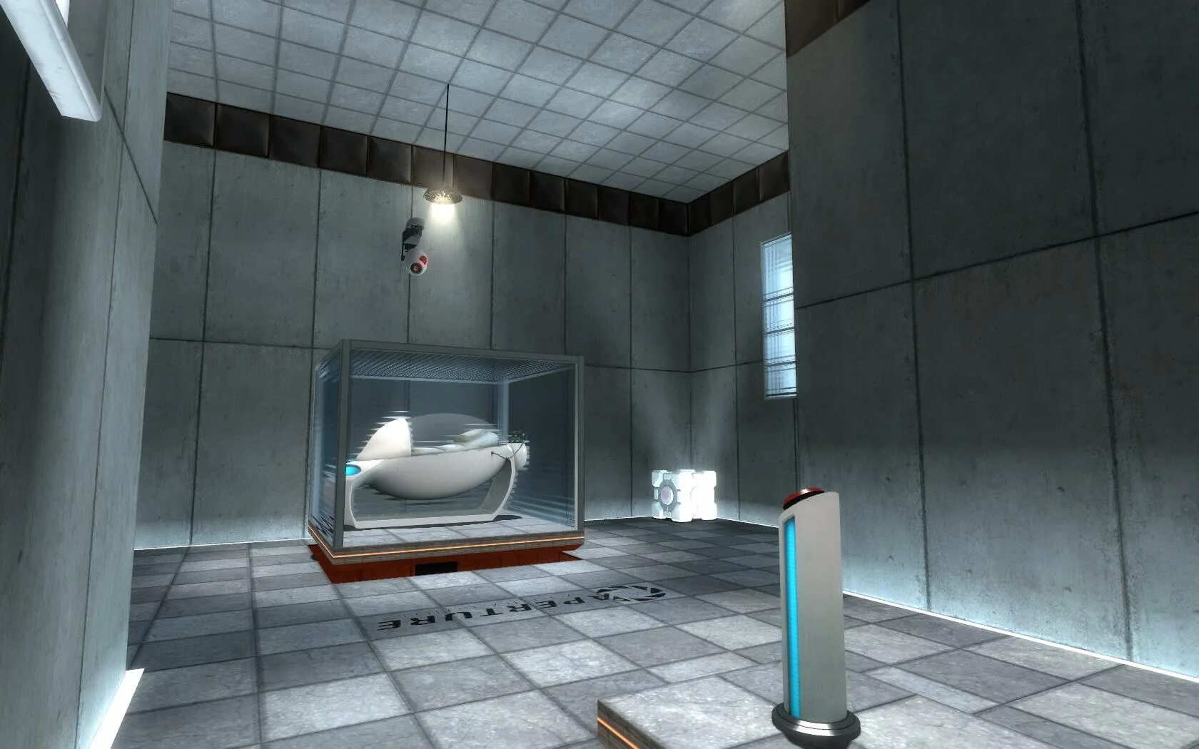 Куб зан. Portal 2 камеры. Portal 2 кровать. Portal GLADOS Room Portal 1. Комната из портал 2.