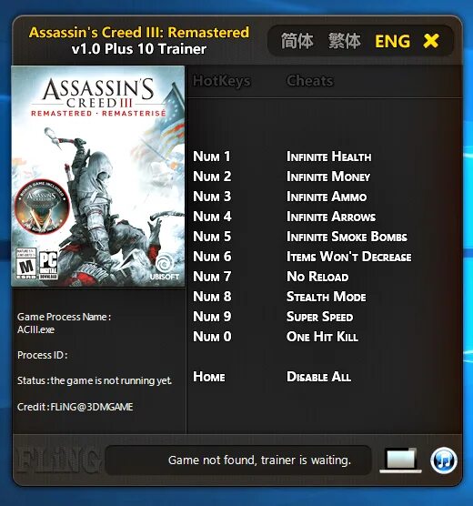 Читы 3.3 01. Ассасин пс3 коды. Чит коды на ассасин Крид 3. Трейнер ассасин 3. Assassin's Creed III Remastered трейнер.