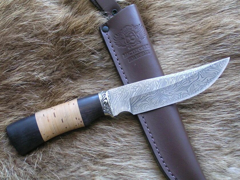 Кизлярские ножи дамасская сталь. Нож Кизляр Дамаск. Нож медведь (Дамаск, дол, чёрный граб, мельхиор).