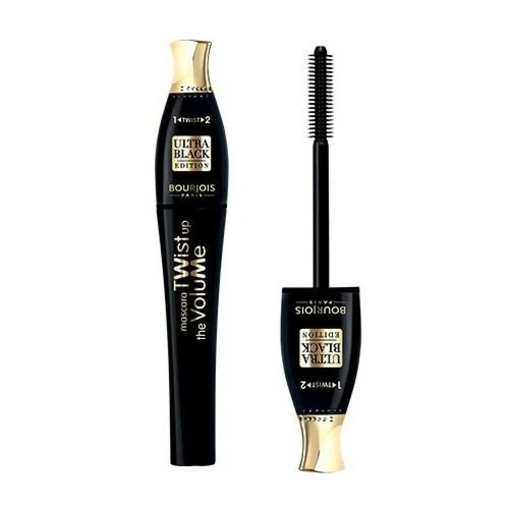 Тушь черно золотая. Тушь буржуа ультра маскара. Bourjois Twist up the Volume Ultra Black 2/1. Bourjois тушь для ресниц Twist up the Volume. Bourjois тушь ультра Блэк.