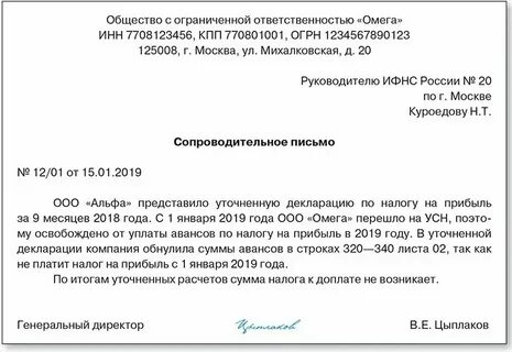 Информационное письмо декларация