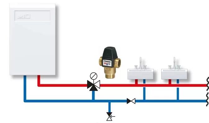 Стаут термостатический смесительный клапан схема подключения. Клапан термостатический (vta572;1 1/4'';ESBE). Схема установки термосмесительного клапана. Термостатический смесительный клапан схема подключения. Терморегулятор для трехходового клапана