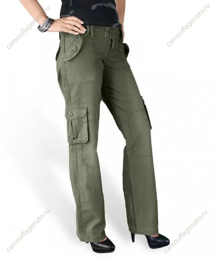 Купить брюки накладными. Женские брюки-карго Surplus Ladies Premium. Брюки карго милитари женские. Корейские штаны 2020 карго. Брюки карго женские широкие милитари.
