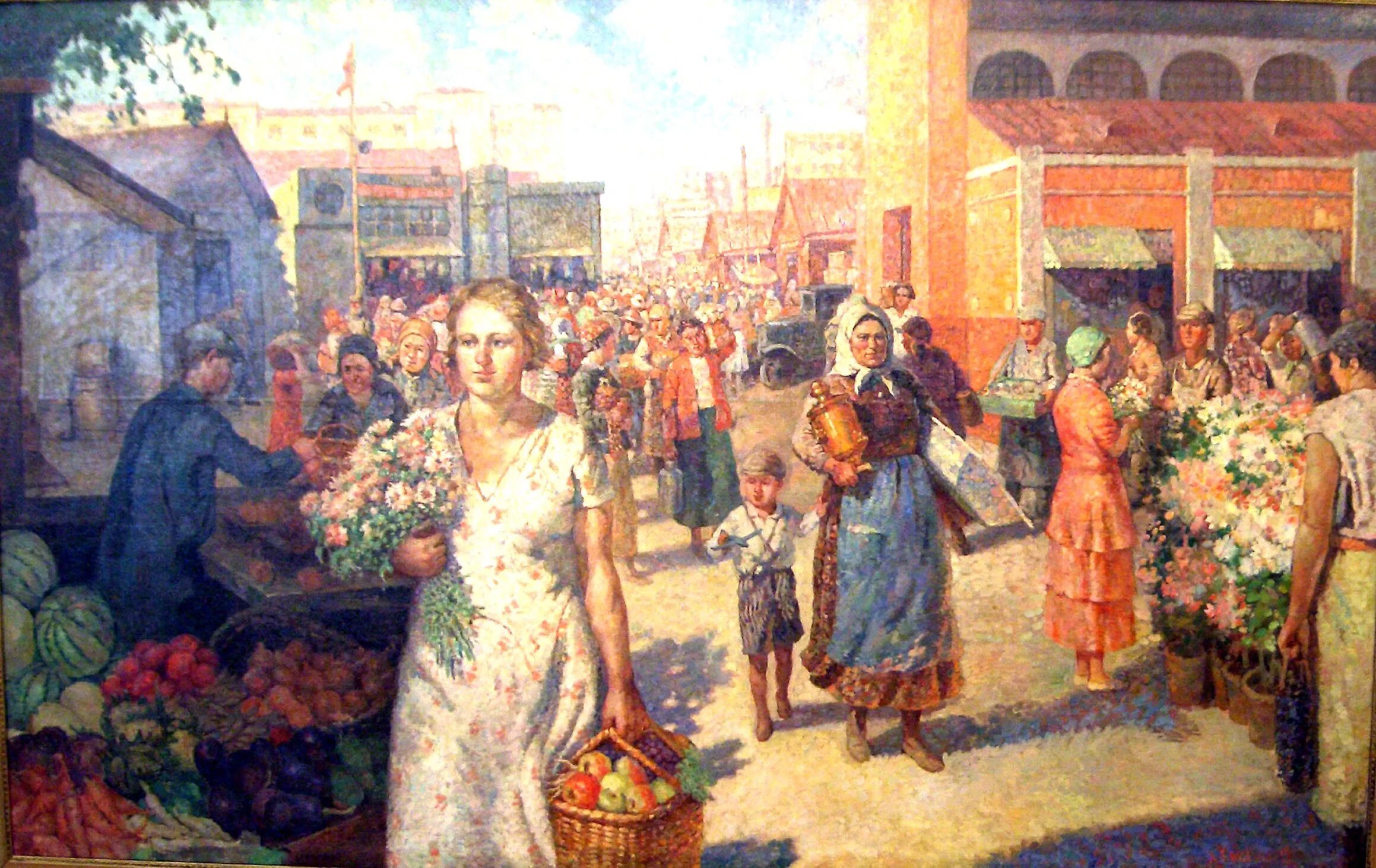 На базар ходили. Картины Кокеля Алексея Афанасьевича. «Колхозный базар» (1934) Кокель.