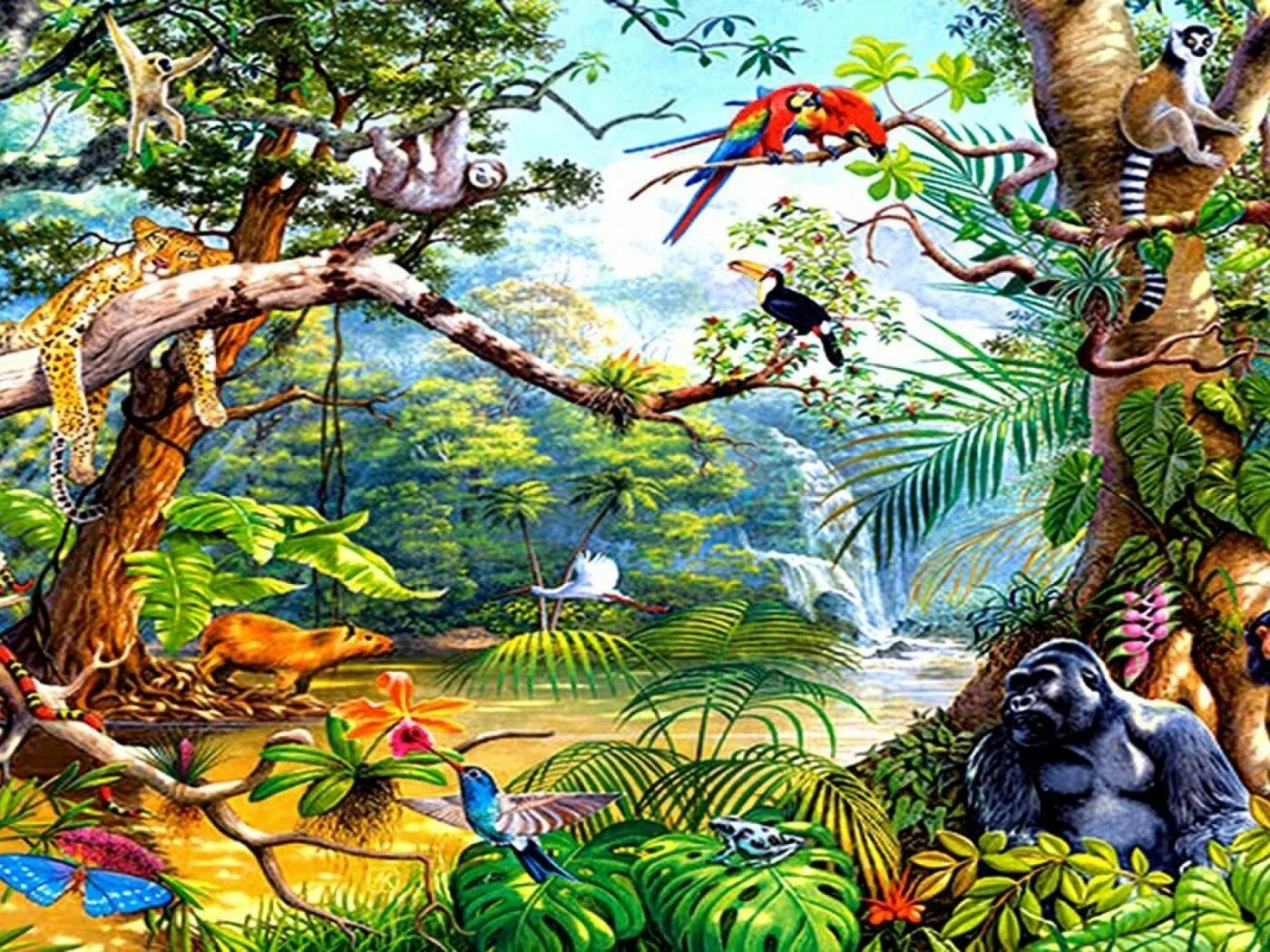 Животные джунглей. Фреска тропический лес. Обитатели джунглей для детей. Животные тропического леса для детей.