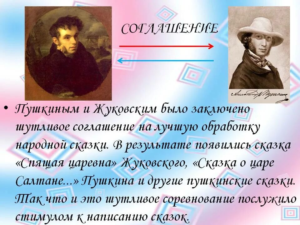 Чем понравился пушкин. Жуковский и Пушкин презентация. Сказки Пушкина и Жуковского. Состязание Пушкина и Жуковского. Дружба Жуковского и Пушкина.