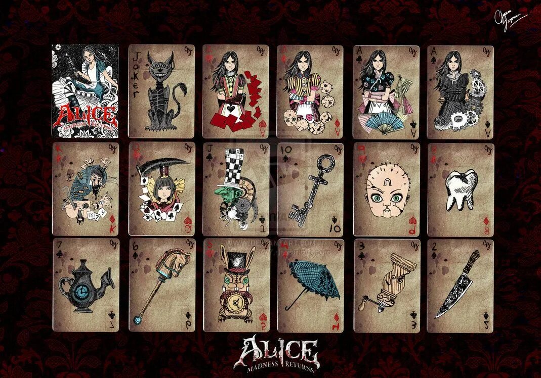 Играть карты алиса. Алиса безумие возвращается карты. alice madness returns карты игральные. карты алиса маднес ретурн.