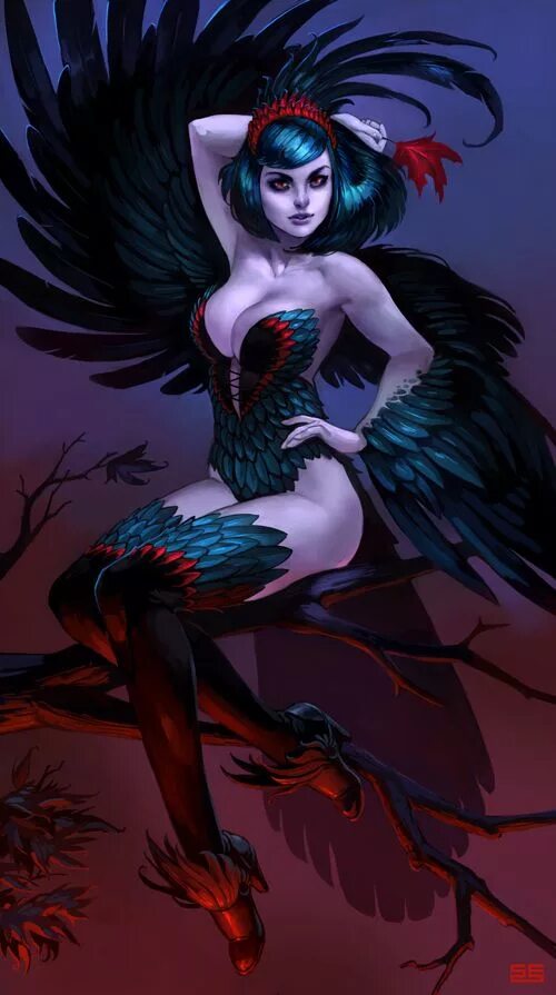 Poe morrigan. Гарпия демон. Морриган богиня. Гарпия варкрафт 3. Гарпия мифология.