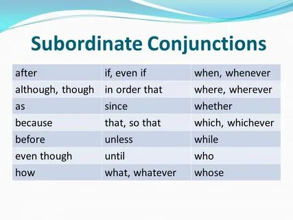Subordinating conjunctions