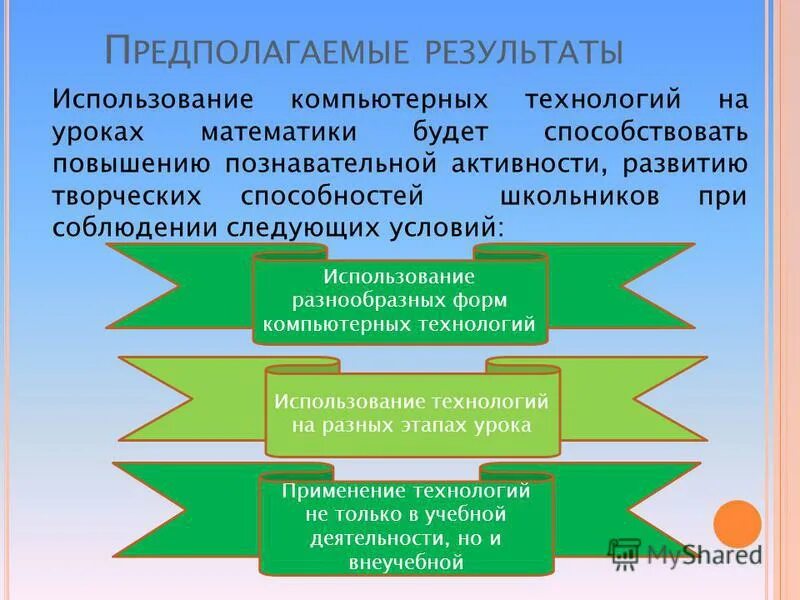 Познавательная активность на уроках математики. Используемые технологии на уроках математики. Предполагаемый результат урока. Предполагаемые Результаты урока. Творческие способности на уроках математики это.