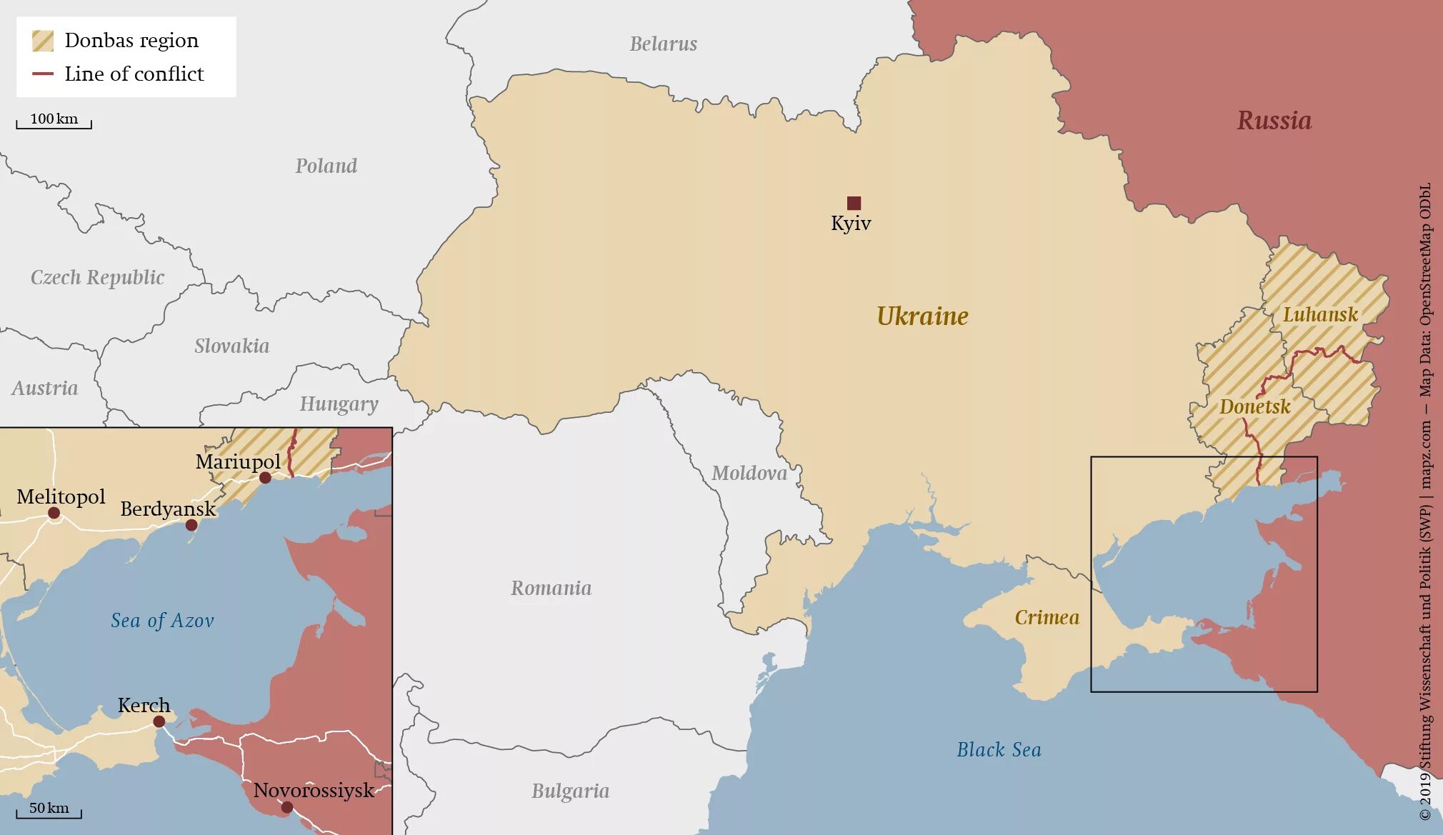 Donbass Map Ukraine. Украинское Conflict Map.