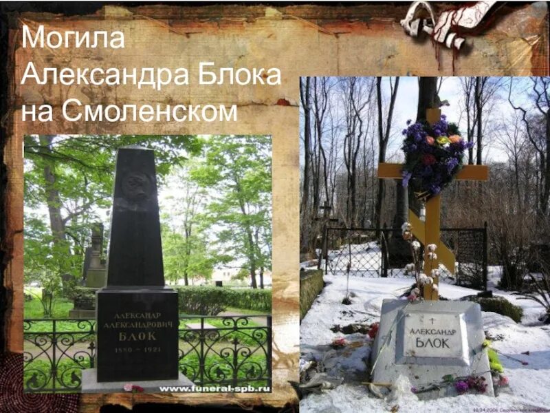 Блок похоронен. Могила блока на Смоленском кладбище. Смоленское кладбище блок могила. Смоленское кладбище блок.