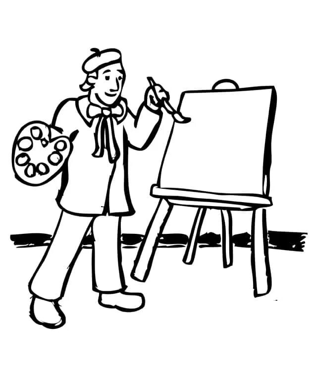 Увлечение рисование. Художник картинка для детей на прозрачном фоне. Профессии раскраски для детей. Рисунок профессии карандашом. Профессия художник для детей.