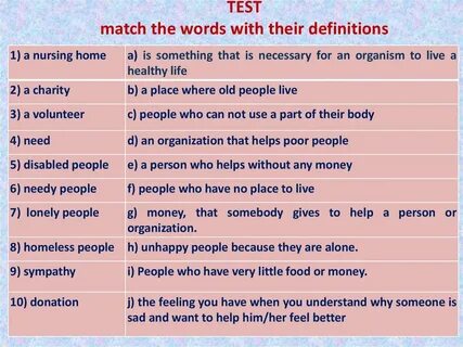 Write the words for these definitions