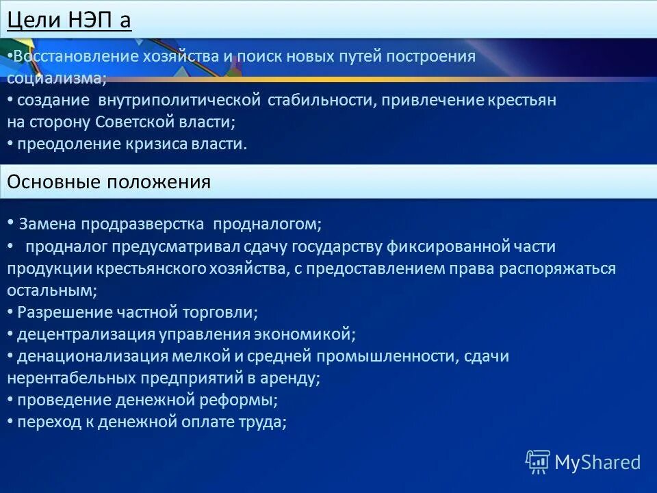 цели нэпа