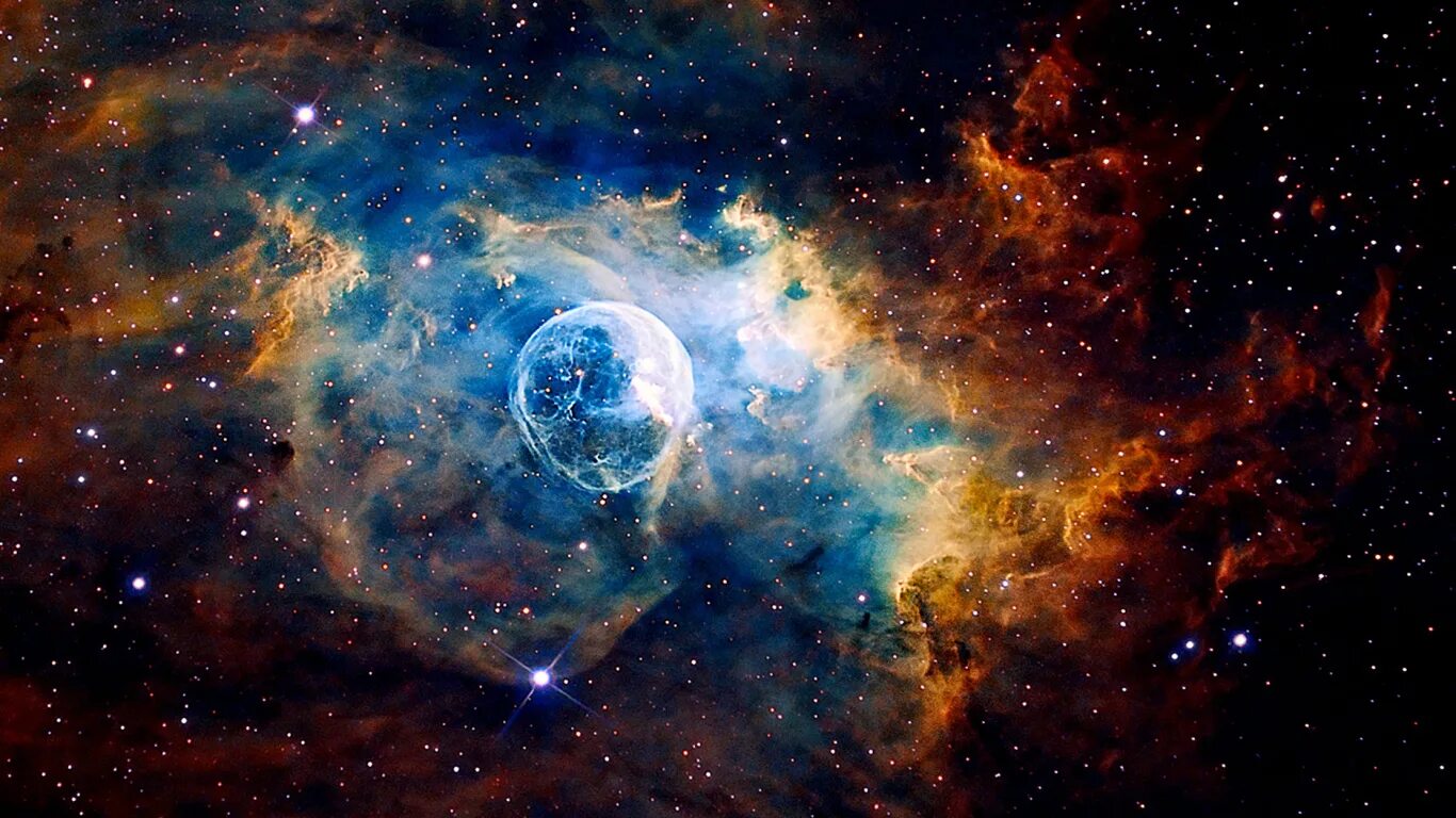 Звездные живые обои. Туманность пузырь NGC 7635. Космос. Космическое пространство.