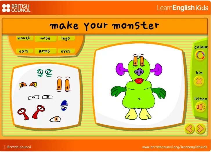 Make your Monster British Council. Make your Monster British Council Kids. British Council Kids English. Игра make your Monster. Your game english