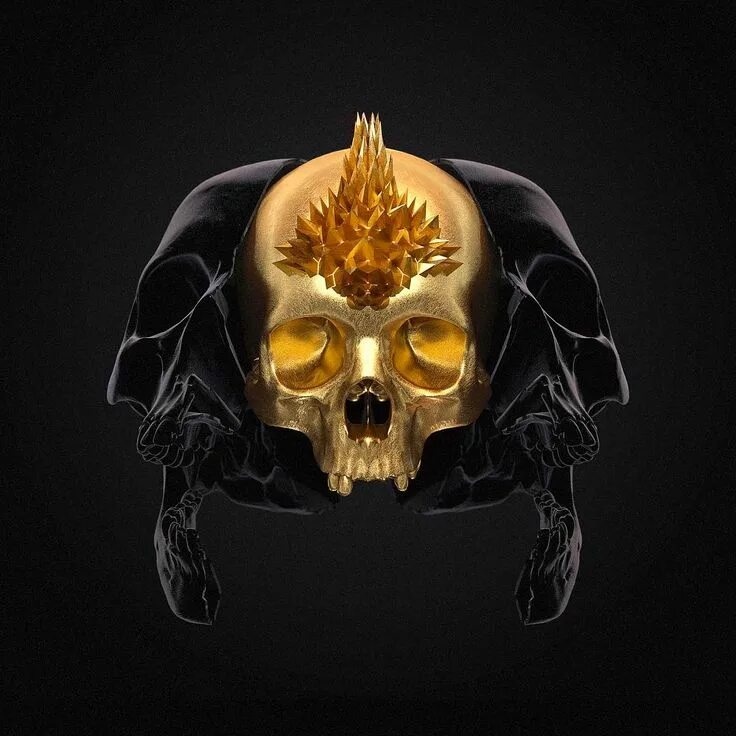 Billelis Mortal Kombat. Золотой череп. Череп золото. Черный череп.