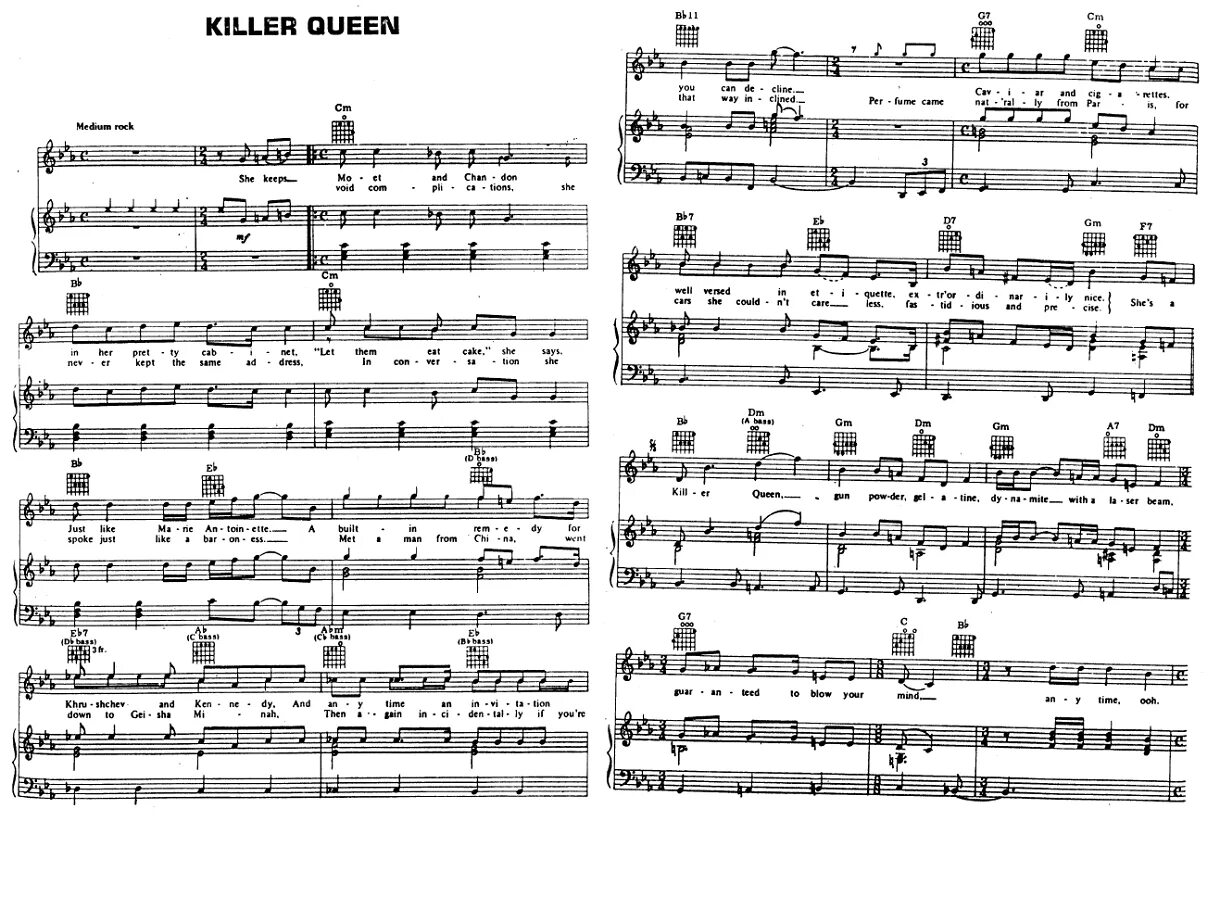 Killer Queen Ноты для фортепиано. Queen Killer Queen Ноты для фортепиано. Квин на пианино Ноты. Группа Квин Ноты для фортепиано.