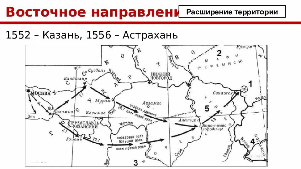 Восточное направление история. Поход Ивана 4 на Казань 1552. Казанские походы Ивана Грозного карта. Казанский поход 1552 карта Ивана Грозного. Походы Ивана 4 на Казань и Астрахань.